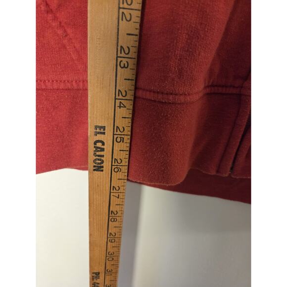 Vtg Volcom Hoodie Womens M Short Puff Sleeve Zip Up Stone Art Red Gray Surf - Picture 9 of 9